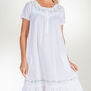 La Cera Nightgown Short Sleeve with Embroidery